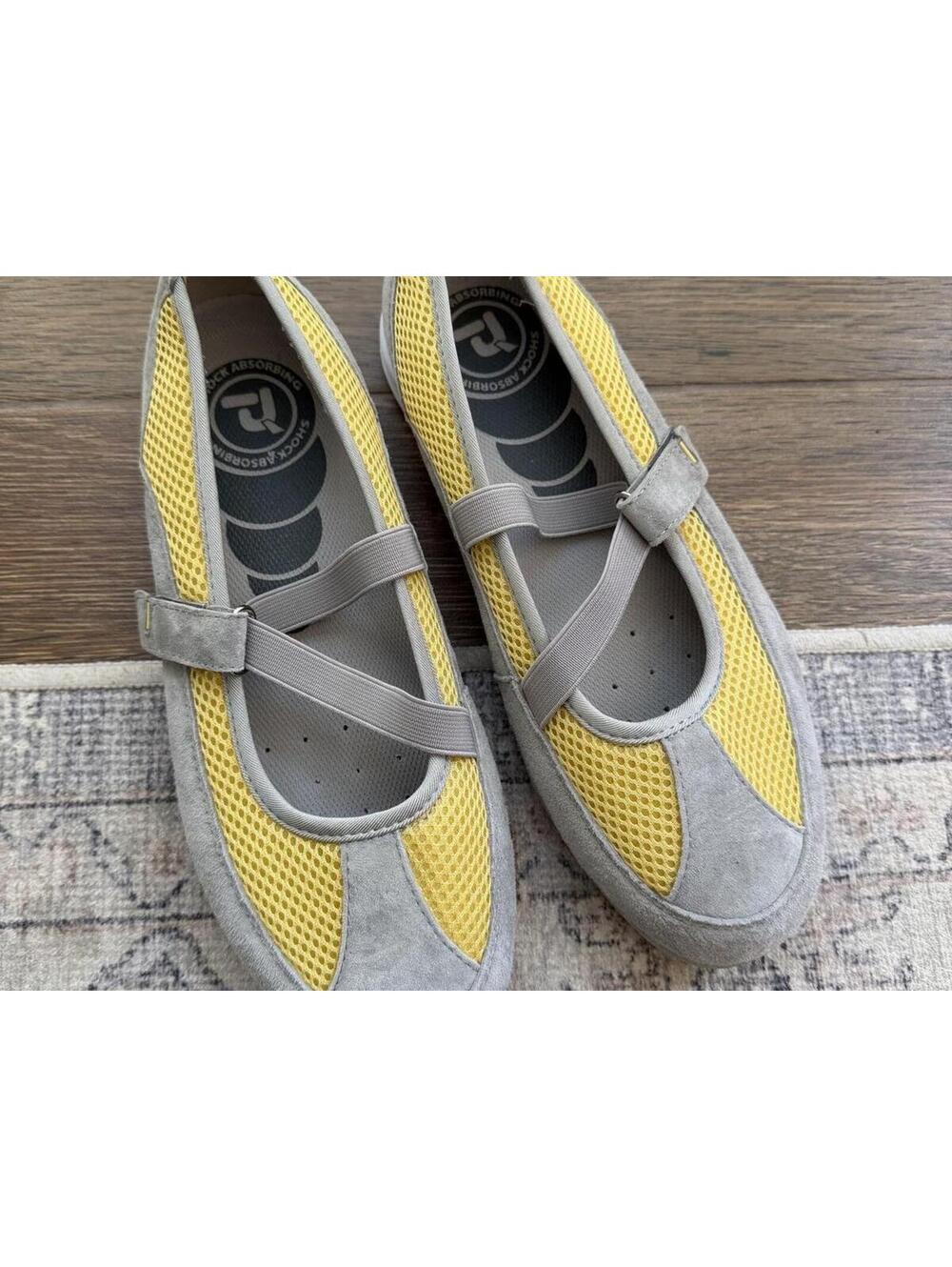 Propet Yellow and Gray Mesh Mary Jane Shoes Size 9